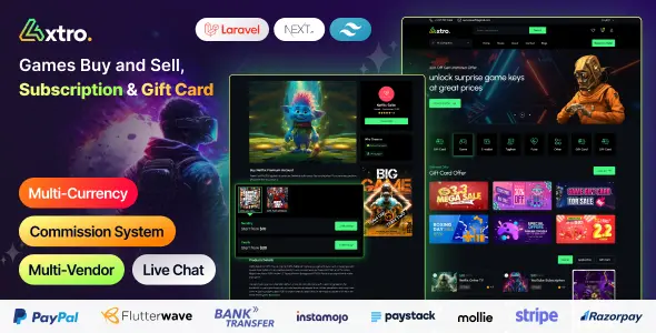 Axtro – Games Buy and Sell, Subscription & Gift Card Laravel Script